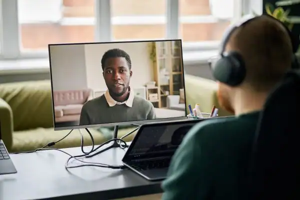 Man attending online mediation Peterlee MIAMS session
